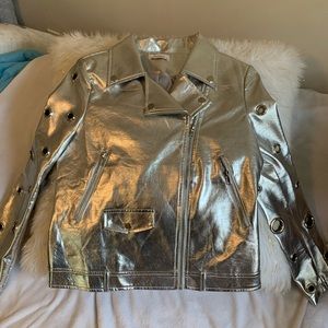 Metallic leather jacket